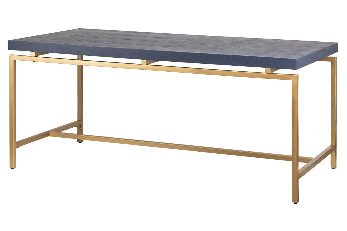 Mesa de jantar de metal-medál-dorado azul 180x90x80 cm