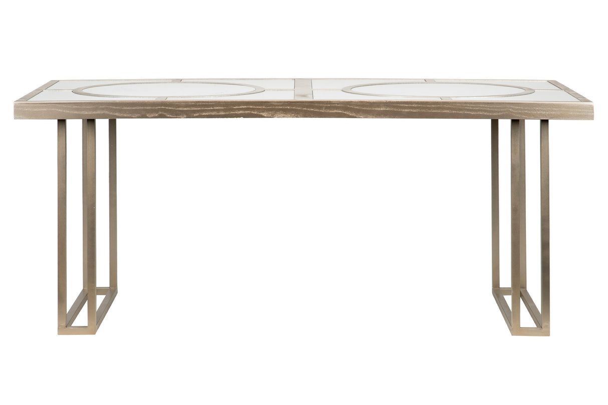 Mesa de jantar de metal de madeira champanhe 180x90x77 cm