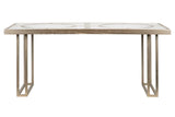 Mesa de jantar de metal de madeira champanhe 180x90x77 cm