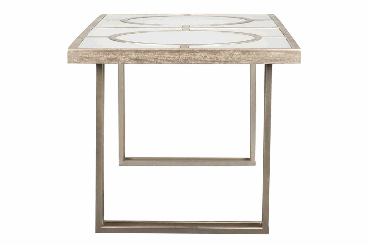 Mesa de jantar de metal de madeira champanhe 180x90x77 cm