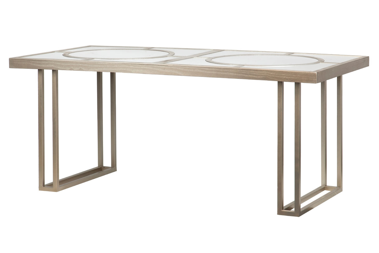 MESA COMEDOR MADERA-METAL CHAMPAGNE 180x90x77 CM