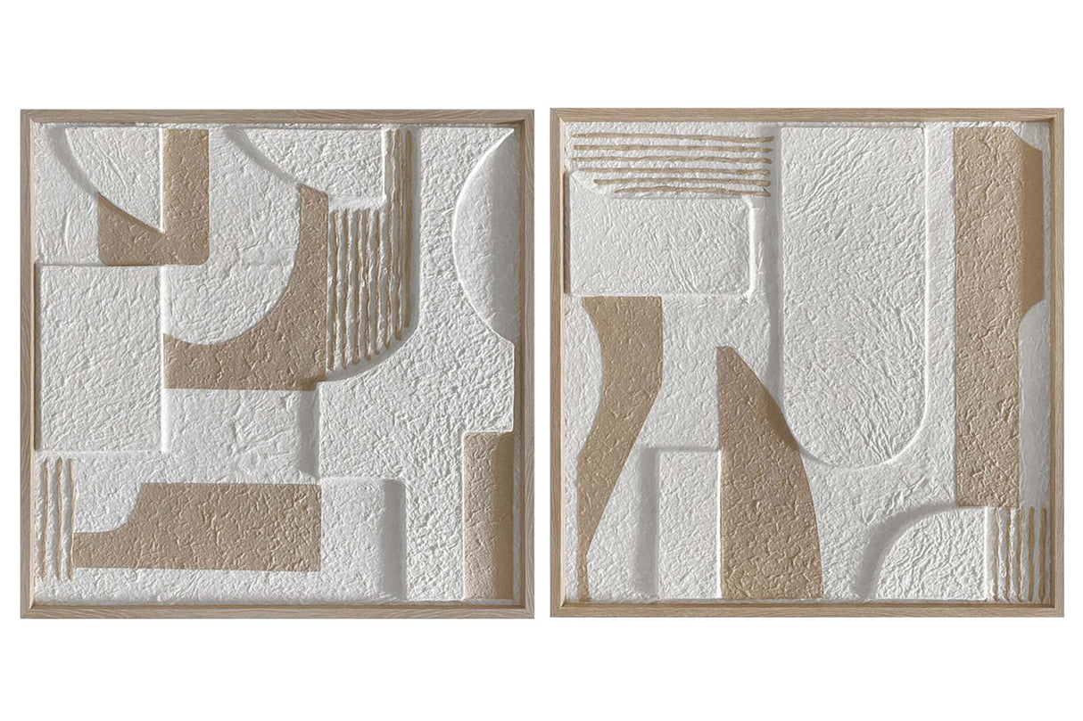 SET 2 CUADROS PAPEL ARROZ CON RELIEVE 60x3x60 CM