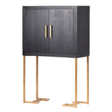 Cabinet Black-Dorado 100x45x160 cm