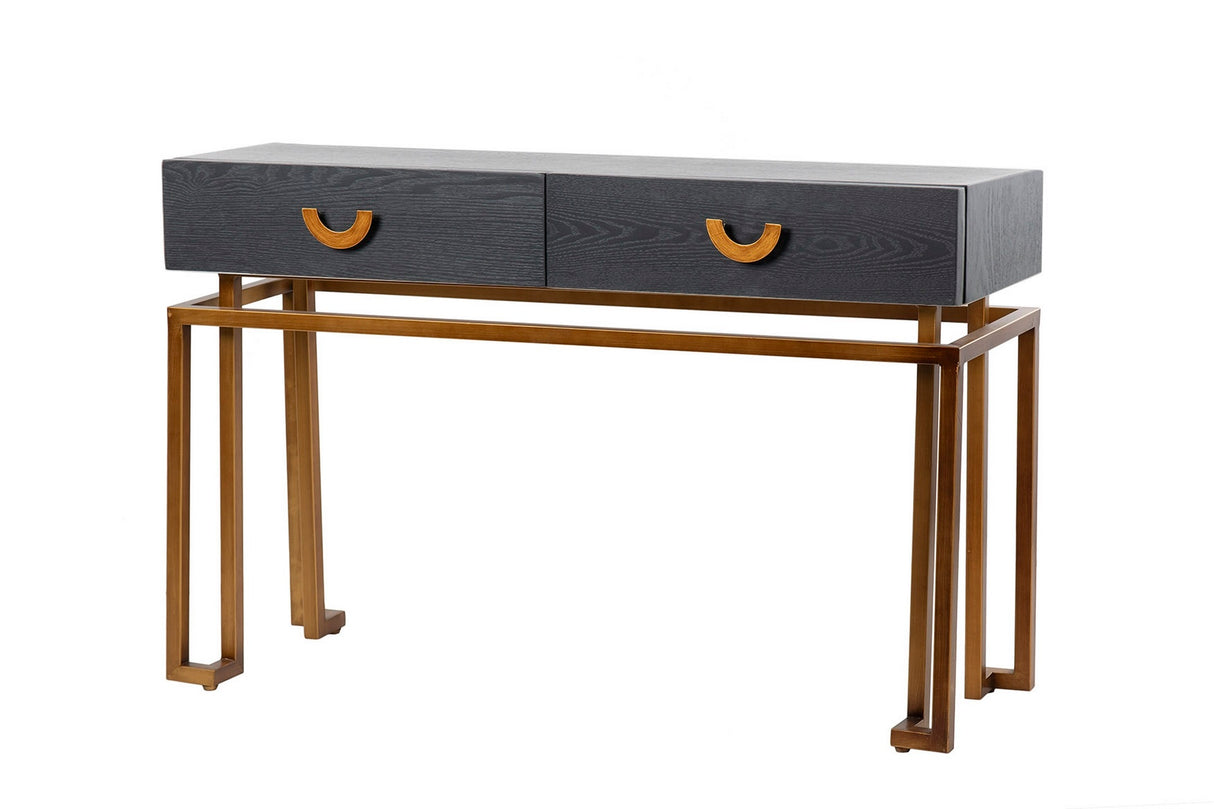 Schwarz-Dorado-Holzmetallkonsole 120x35x77.3 cm