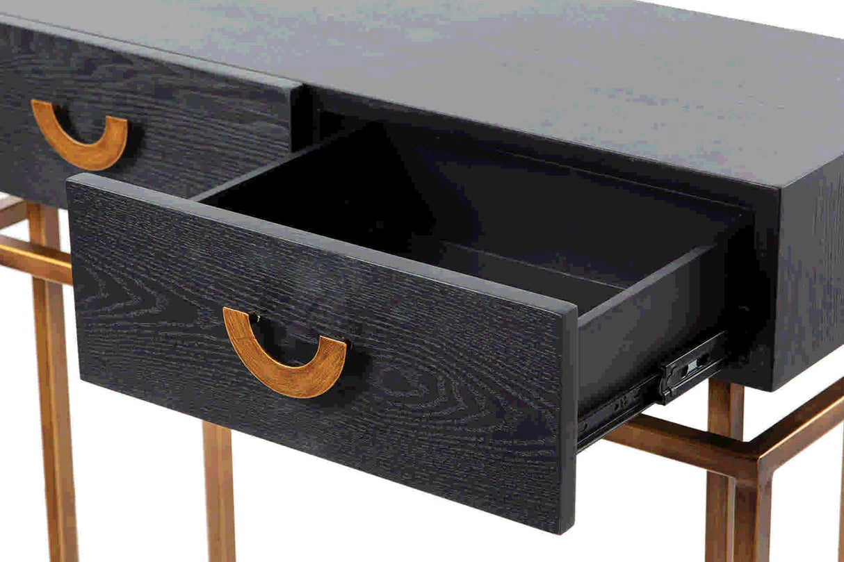 Console de madeira preto-Dorado 80x35x77,3 cm