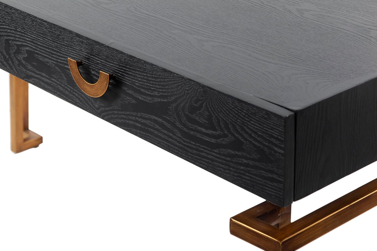 Schwarz-Dorado-Holz-Metall-Schreibtisch 150x60x77.3 cm