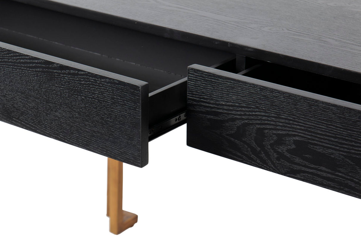 Black-Dorado Wood-Metal Desk 150x60x77.3cm