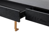 Schwarz-Dorado-Holz-Metall-Schreibtisch 150x60x77.3 cm