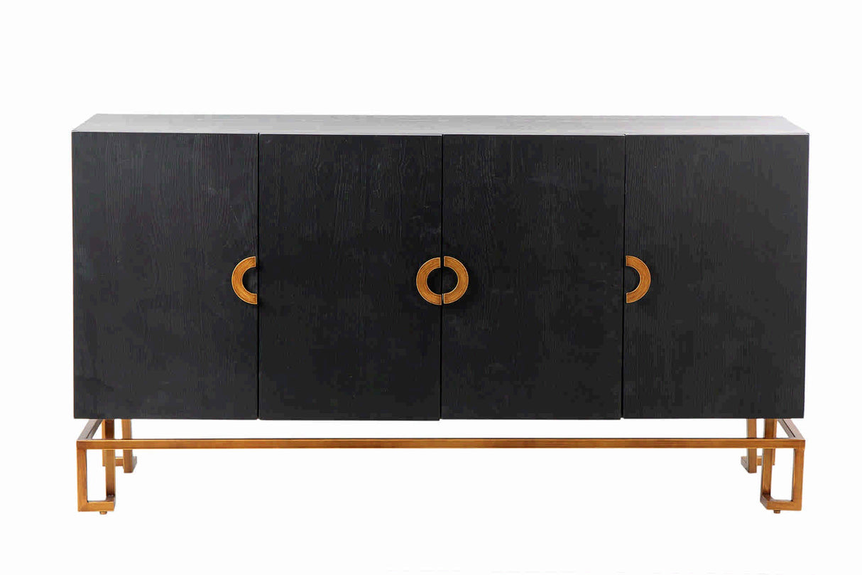 APARADOR NEGRO-DORADO MADERA-METAL 152x40x82 CM