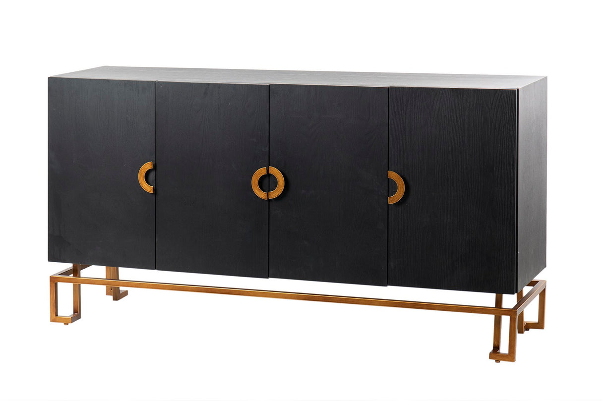 APARADOR NEGRO-DORADO MADERA-METAL 152x40x82 CM