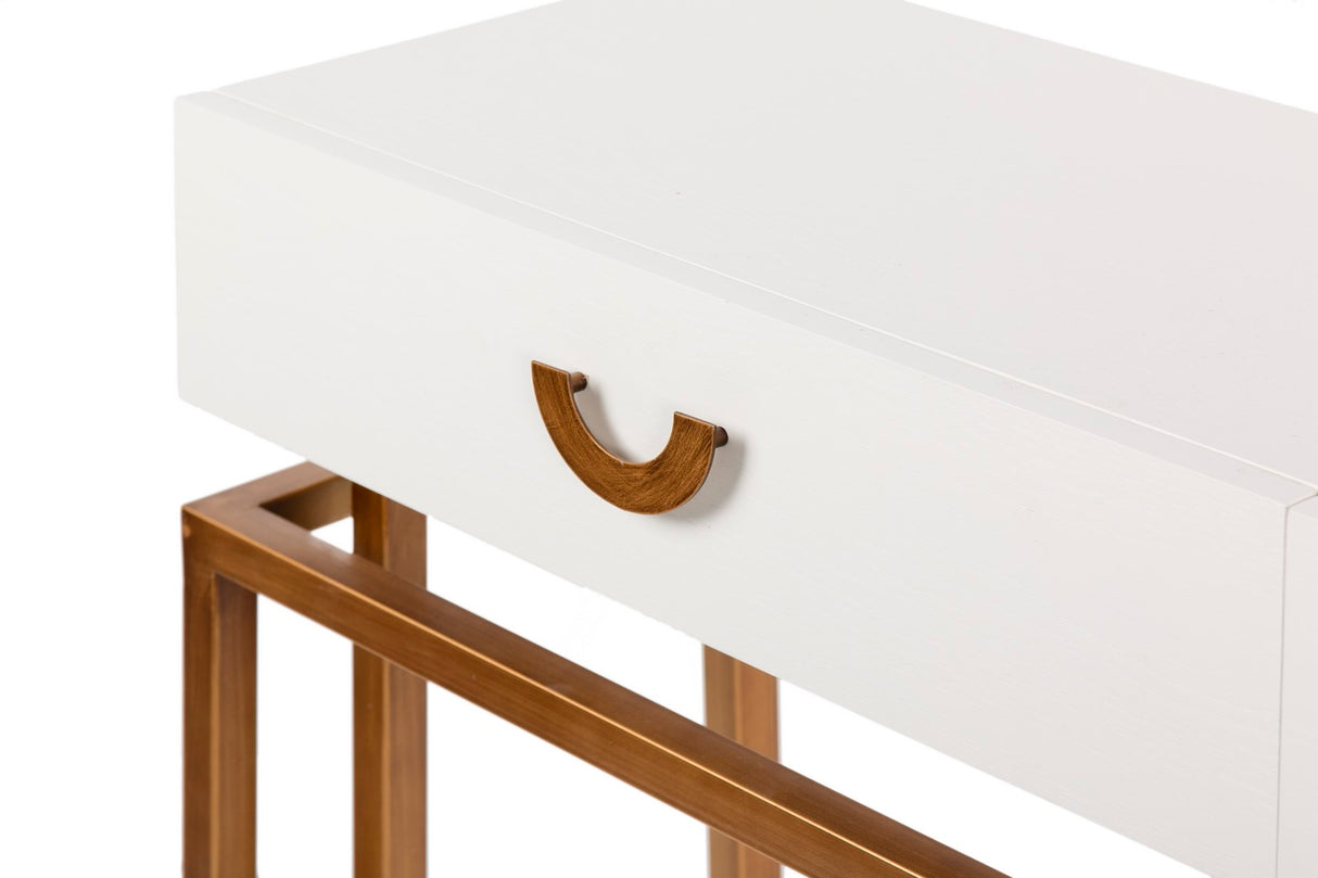 Console de metal-metal branco 120x35x77,3 cm