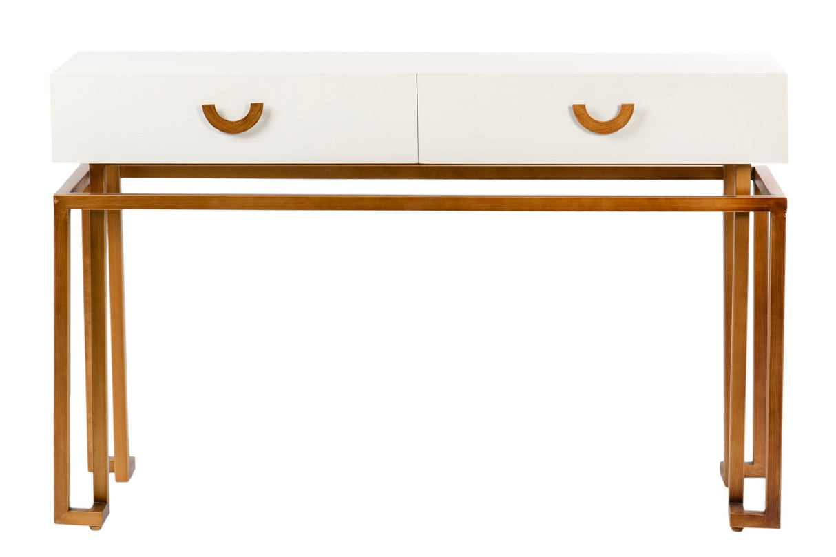 Console de metal-metal branco 120x35x77,3 cm