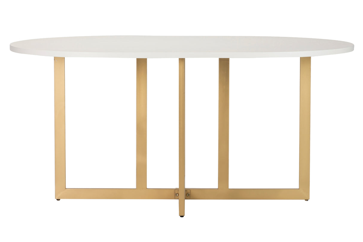 MESA COMEDOR MDF METAL BLANCA DORADA 160x100x75 CM