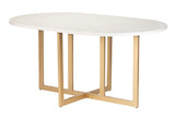 MESA COMEDOR MDF METAL BLANCA DORADA 160x100x75 CM