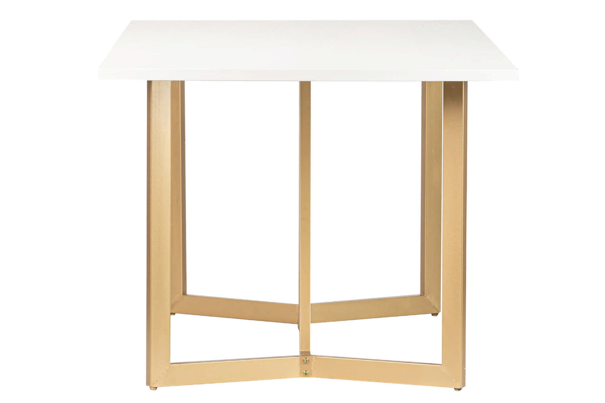 MESA COMEDOR MDF METAL BLANCA DORADA 180x90x75 CM