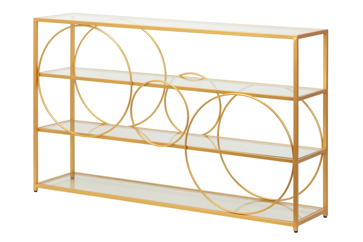 CONSOLA METAL DORADO C/ CRISTALES 130x30x80 CM