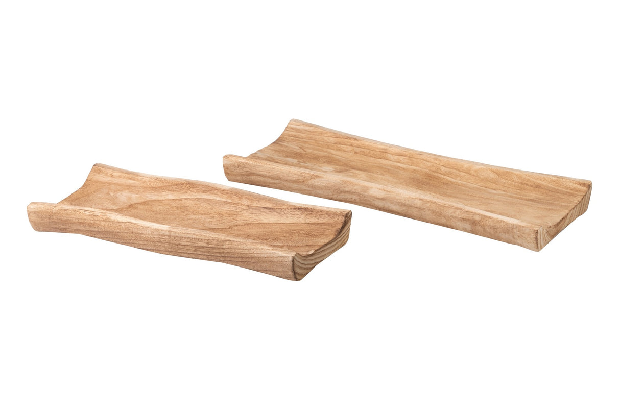 Ensemble 2 centres de bois Paulownia 46x21x5 / 55x26x6 cm