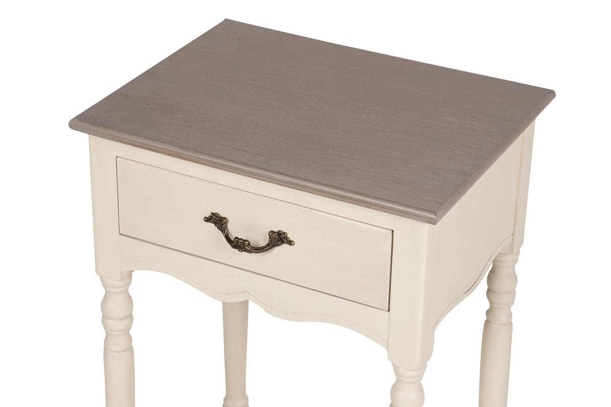 MESITA DE NOCHE 1 CAJON PINO MDF BEIGE 45x35x75 CM