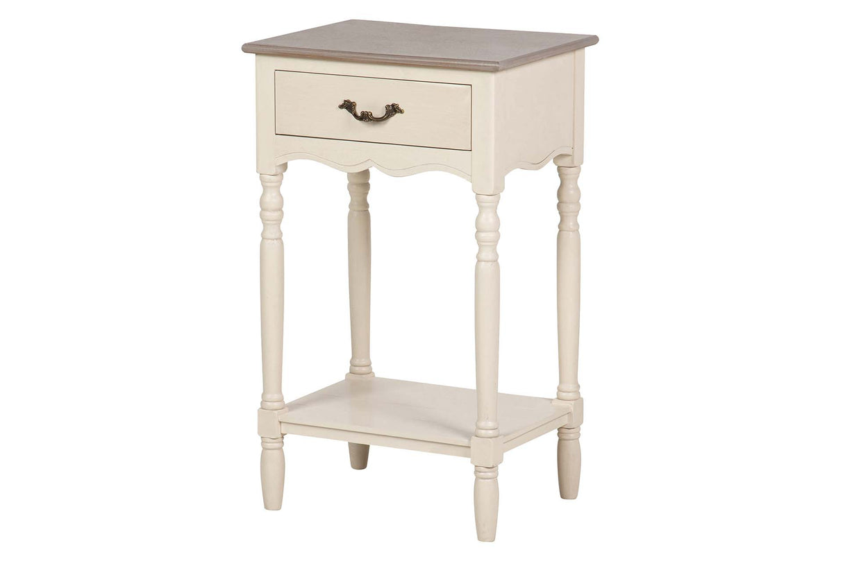 MESITA DE NOCHE 1 CAJON PINO MDF BEIGE 45x35x75 CM