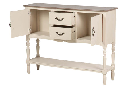 CONSOLA CAJONES PUERTAS PINO MDF BEIGE 106x28x81CM