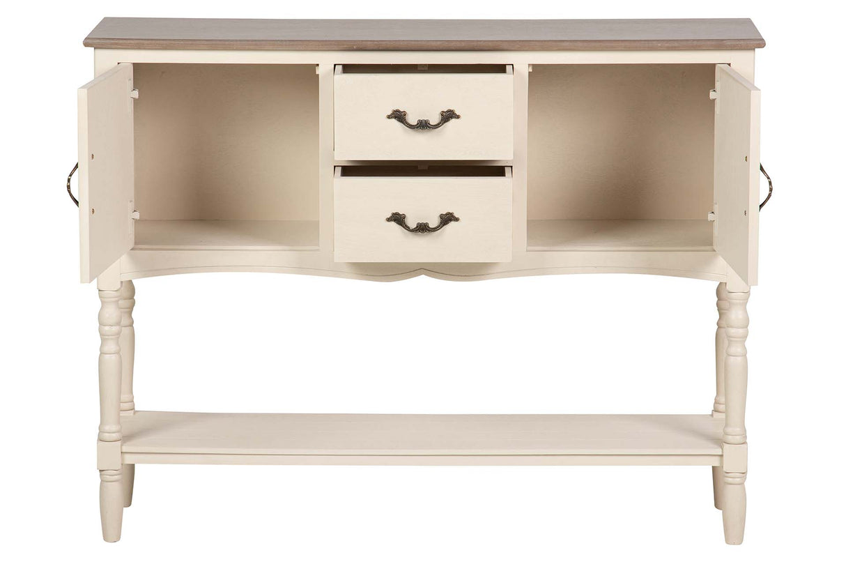 CONSOLA CAJONES PUERTAS PINO MDF BEIGE 106x28x81CM