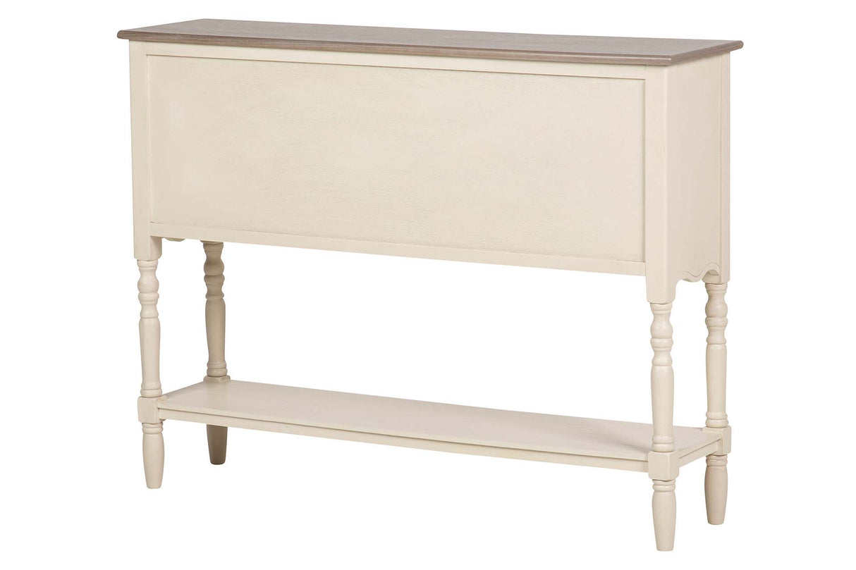 CONSOLA CAJONES PUERTAS PINO MDF BEIGE 106x28x81CM