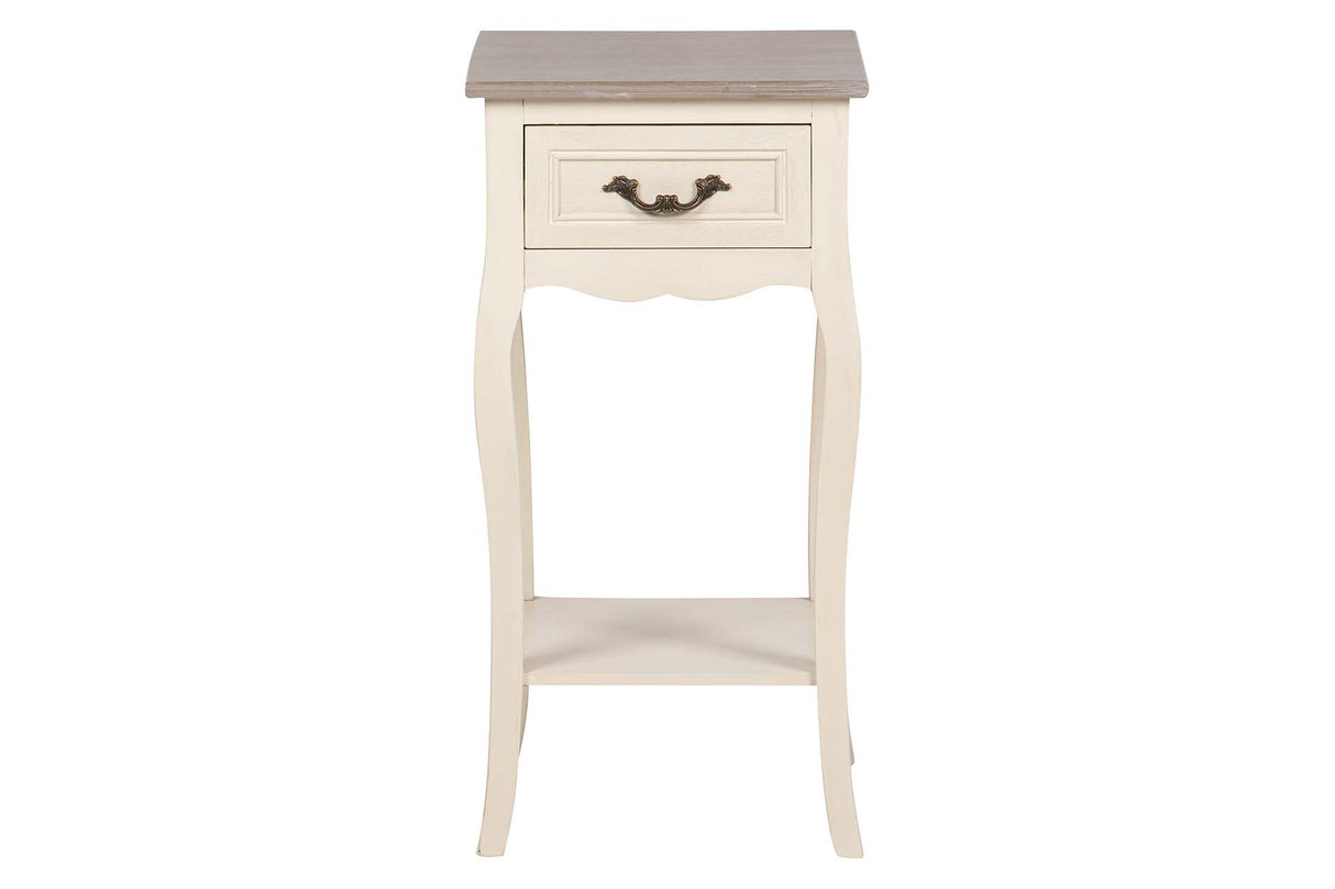 MESITA DE NOCHE 1 CAJON PINO MDF BEIGE 35x35x69 CM