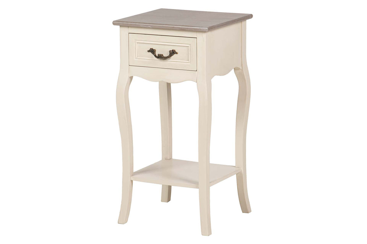 MESITA DE NOCHE 1 CAJON PINO MDF BEIGE 35x35x69 CM