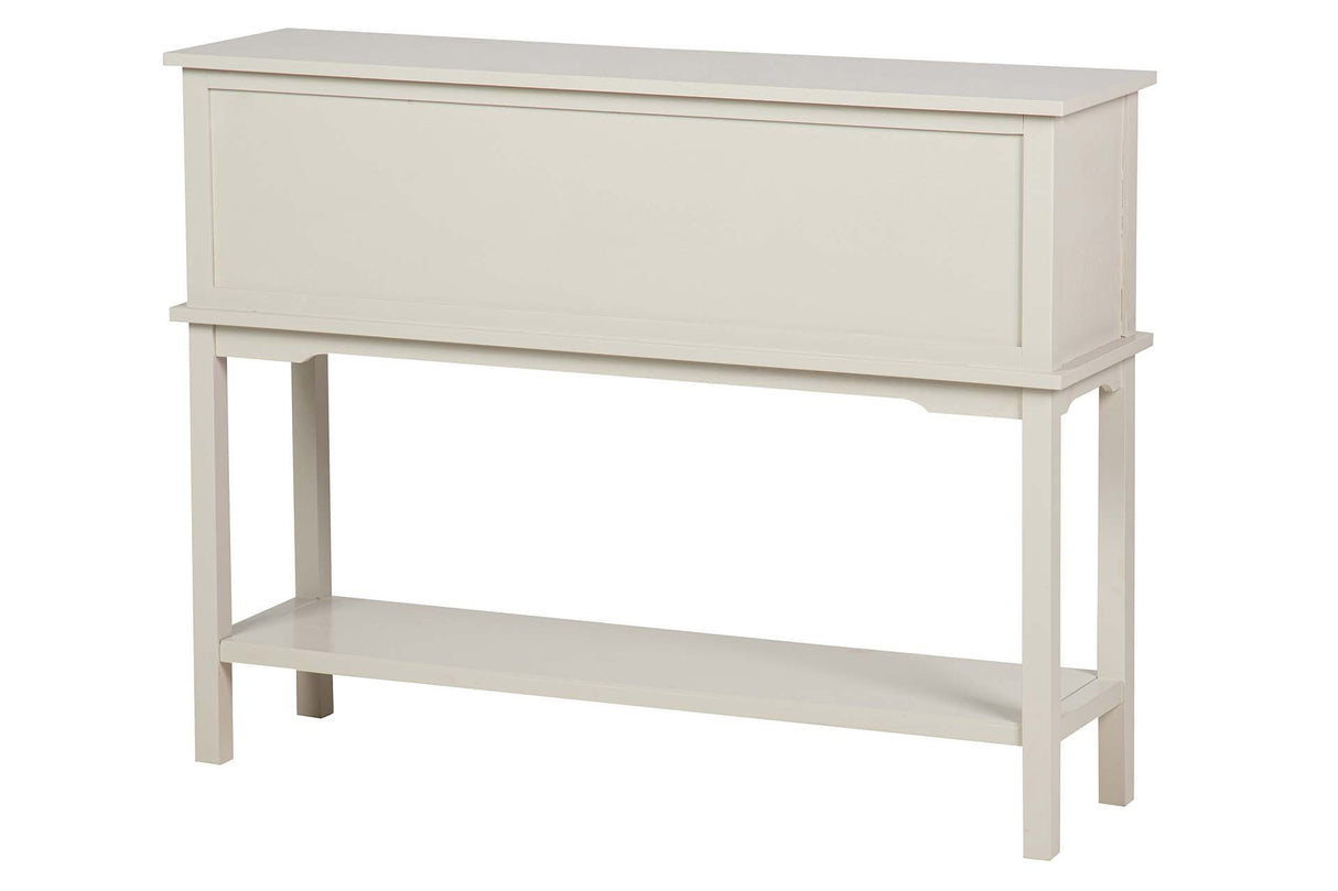 CONSOLA PUERTAS CAJONES PINO MDF BLANCA 106x30x81 CM