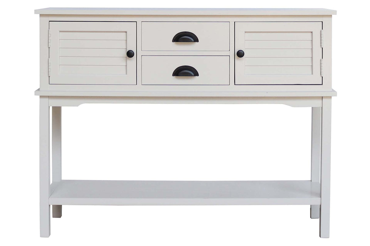 CONSOLA PUERTAS CAJONES PINO MDF GRIS 106x30x81 CM