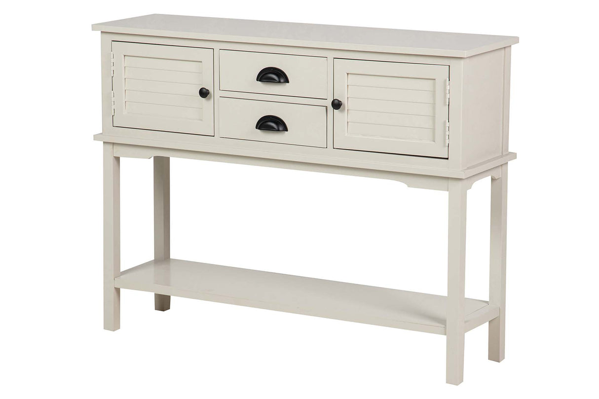 CONSOLA PUERTAS CAJONES PINO MDF BLANCA 106x30x81 CM