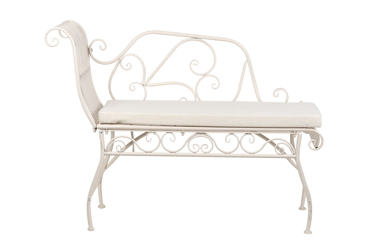 Forja Bank con cuscino antico bianco 110x40x85 cm