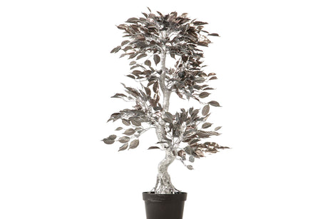 Albero bonsai argento con pentola da 75x50x120 cm