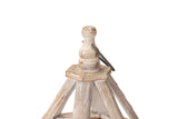 Set 2 lanternes en bois beige 29x25x64 20x17x46 cm