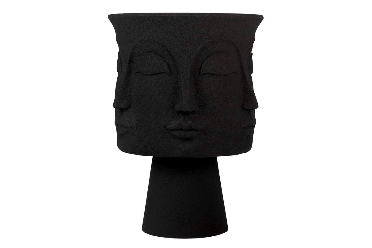 Polyresina nera Macetero Face 56x56x77 cm