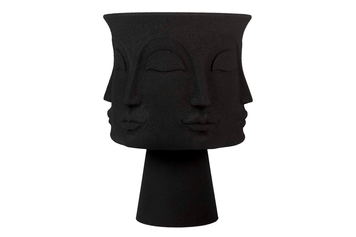 Polyresina nera Macetero Face 56x56x77 cm