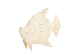 Figura peixe de metal branco 49x15x42 cm