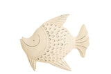 Peixe de metal branco Figura 40x13x32 cm