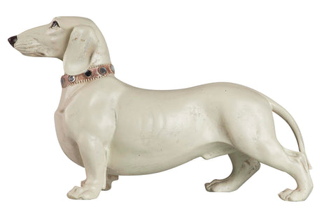 FIGURA PERRO TECKEL RESINA BIEGE 42x15x25 CM