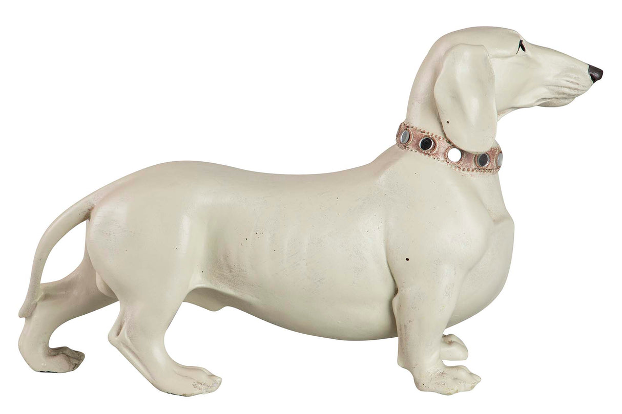 FIGURA PERRO TECKEL RESINA BIEGE 42x15x25 CM