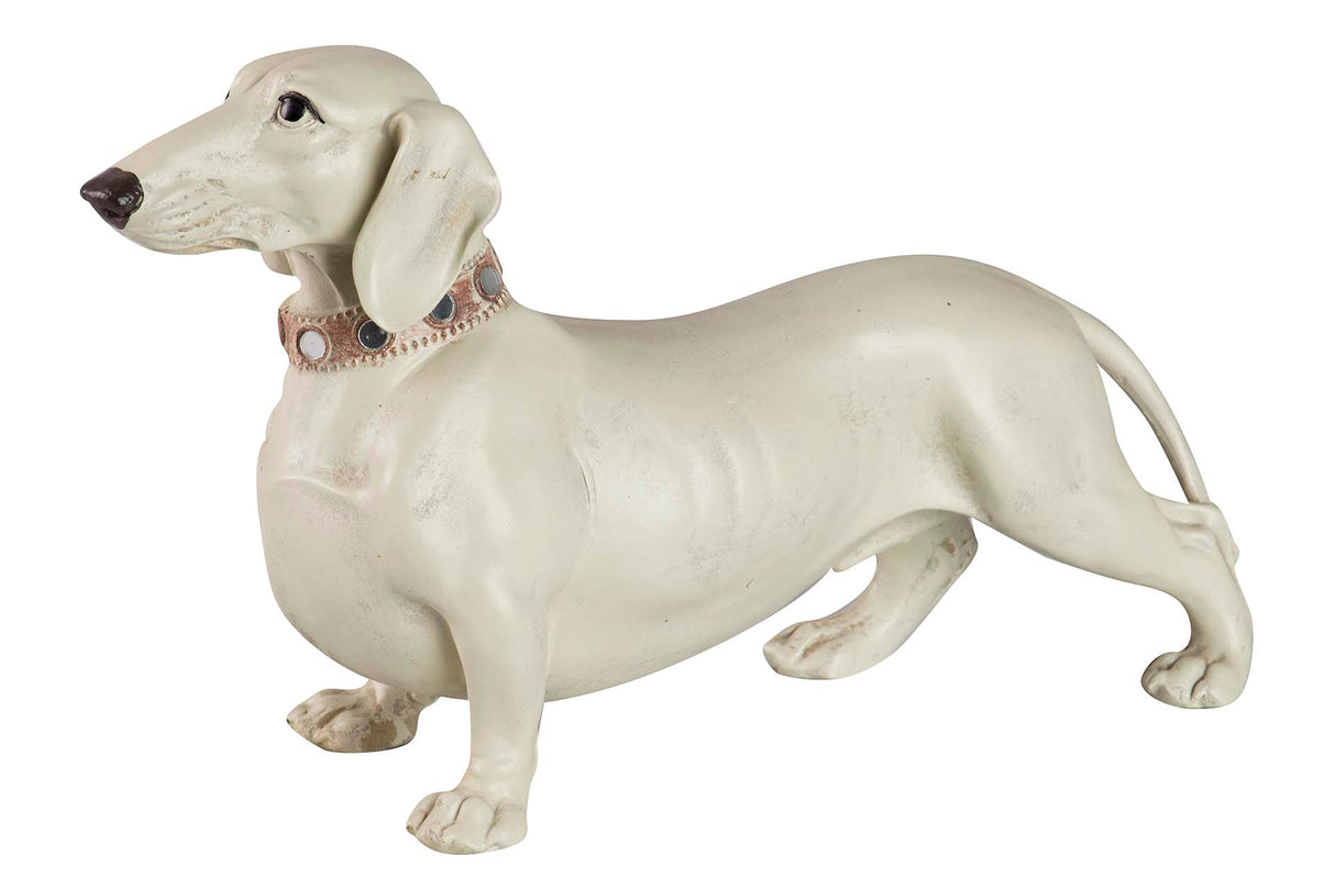 FIGURA PERRO TECKEL RESINA BIEGE 42x15x25 CM