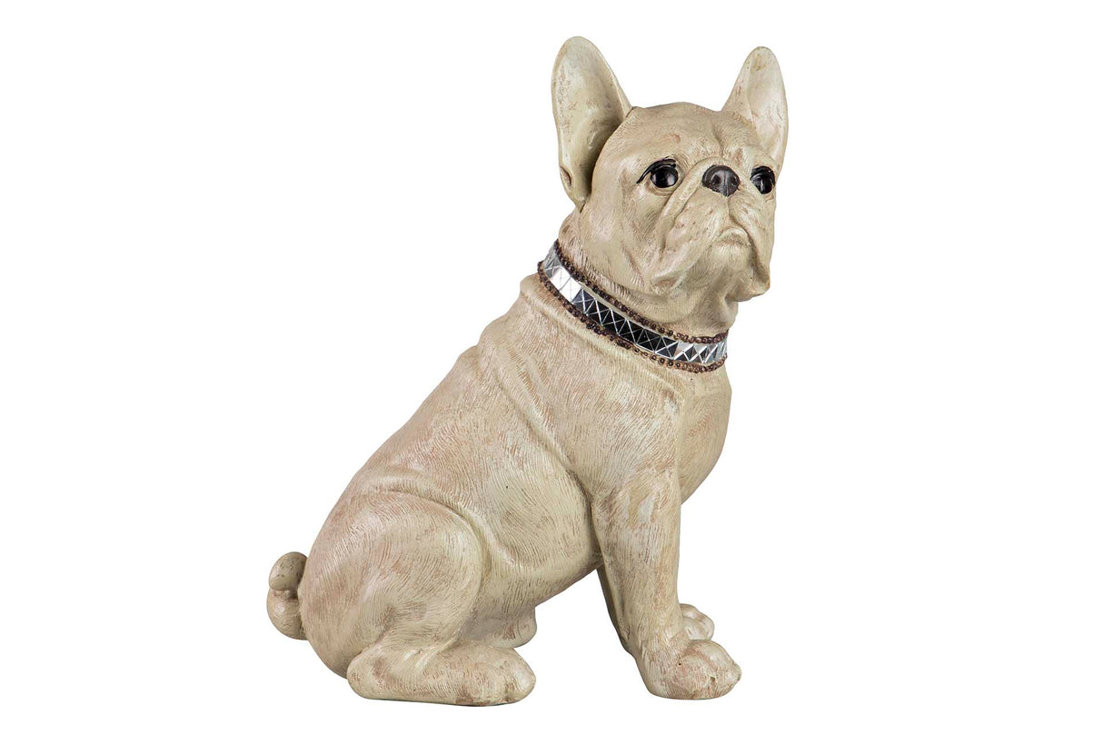 FIGURA BULLDOG FRANCES RESINA BEIGE 24x16x29 CM