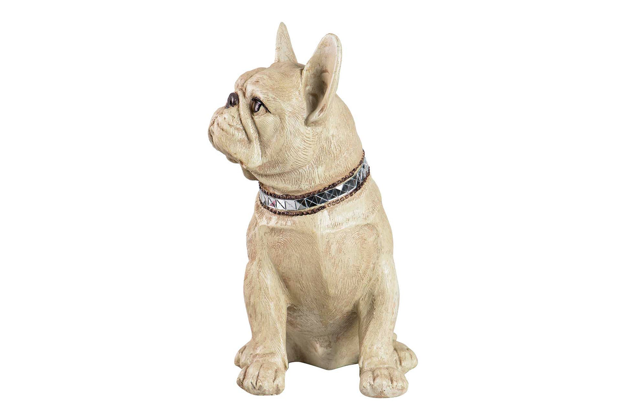 FIGURA BULLDOG FRANCES RESINA BEIGE 24x16x29 CM