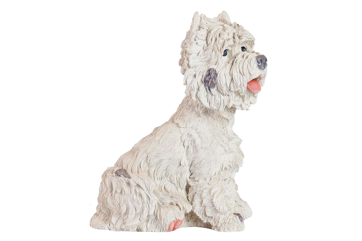 FIGURA PERRO WESTIE RESINA BEIGE 26x17x31 CM