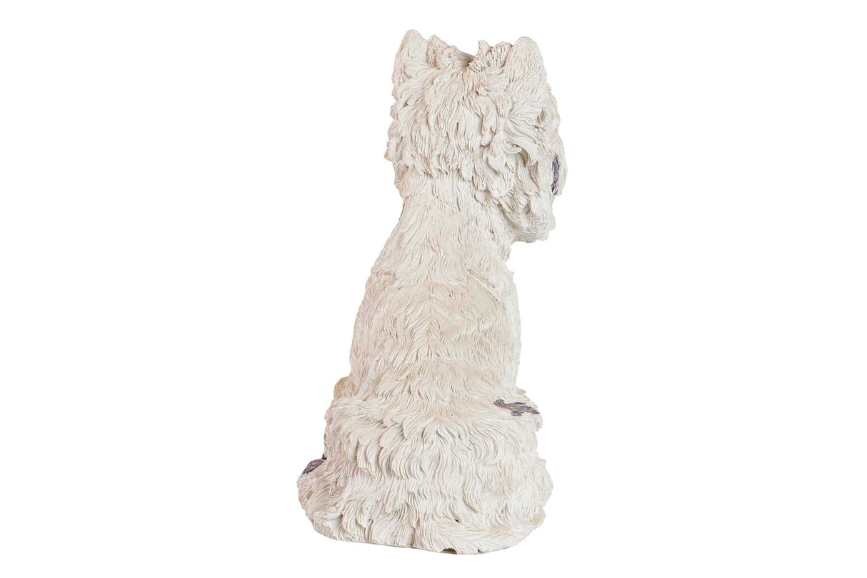 FIGURA PERRO WESTIE RESINA BEIGE 26x17x31 CM