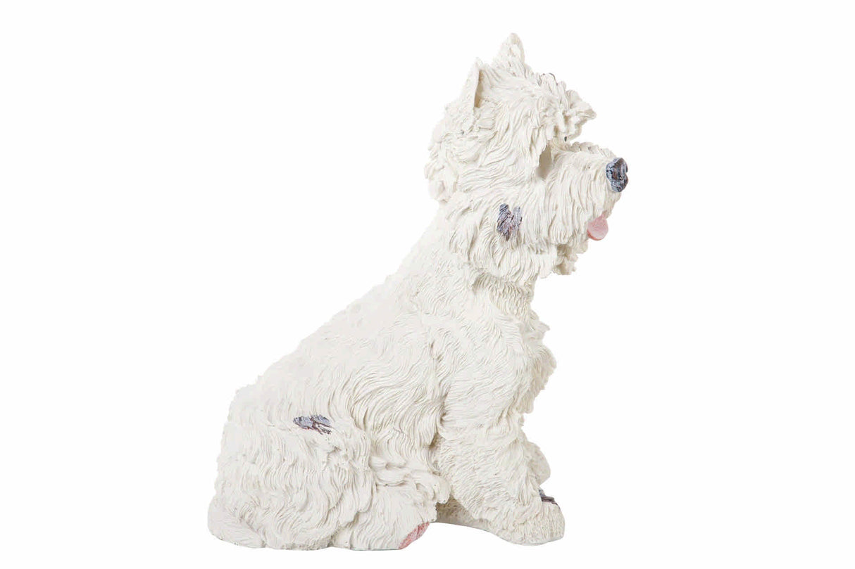 FIGURA PERRO WESTIE RESINA BEIGE 26x17x31 CM