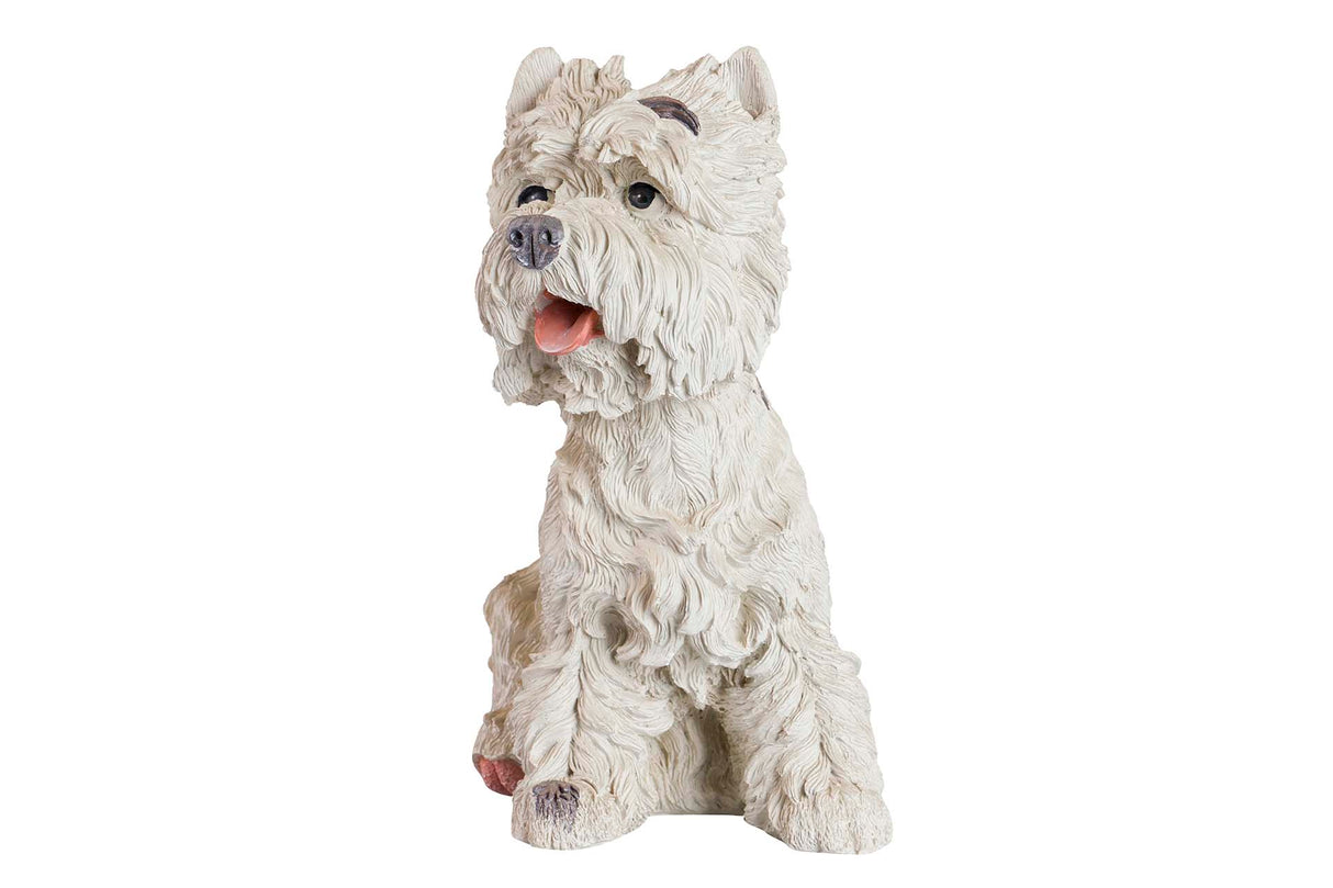 FIGURA PERRO WESTIE RESINA BEIGE 26x17x31 CM