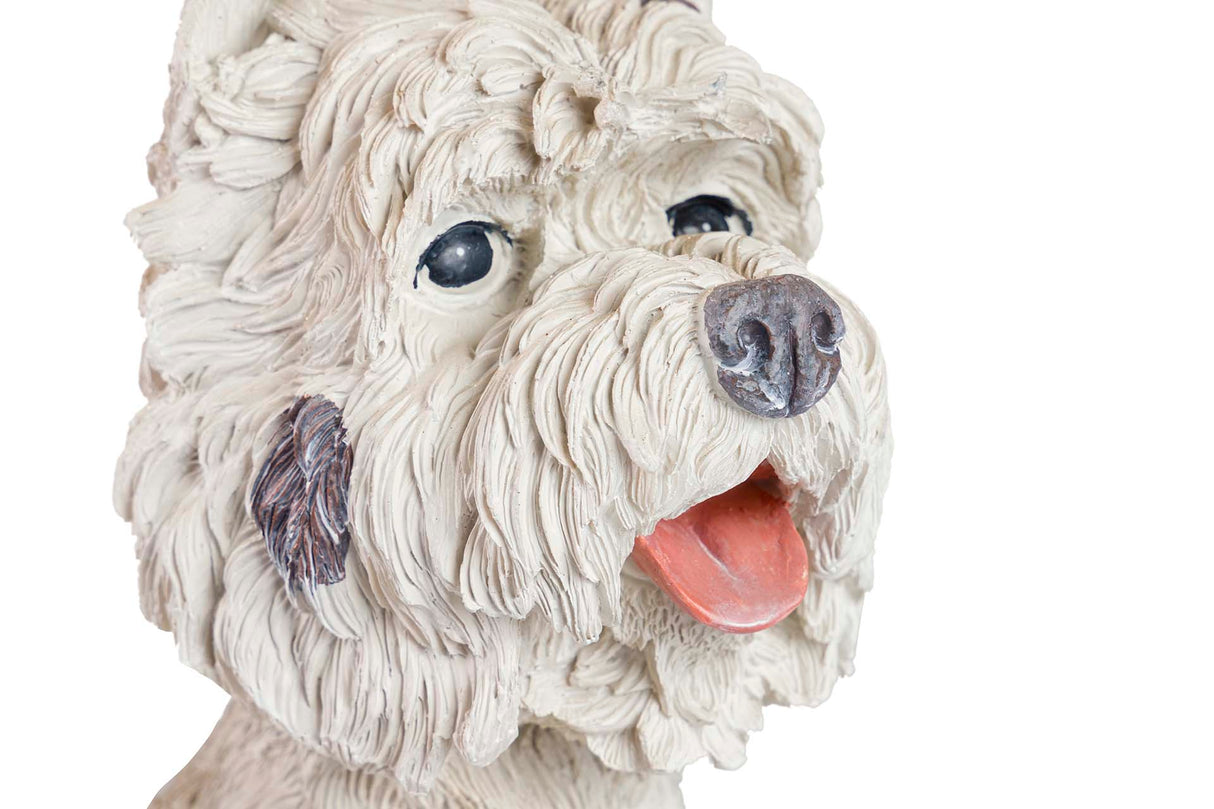 FIGURA PERRO WESTIE RESINA BEIGE 26x17x31 CM