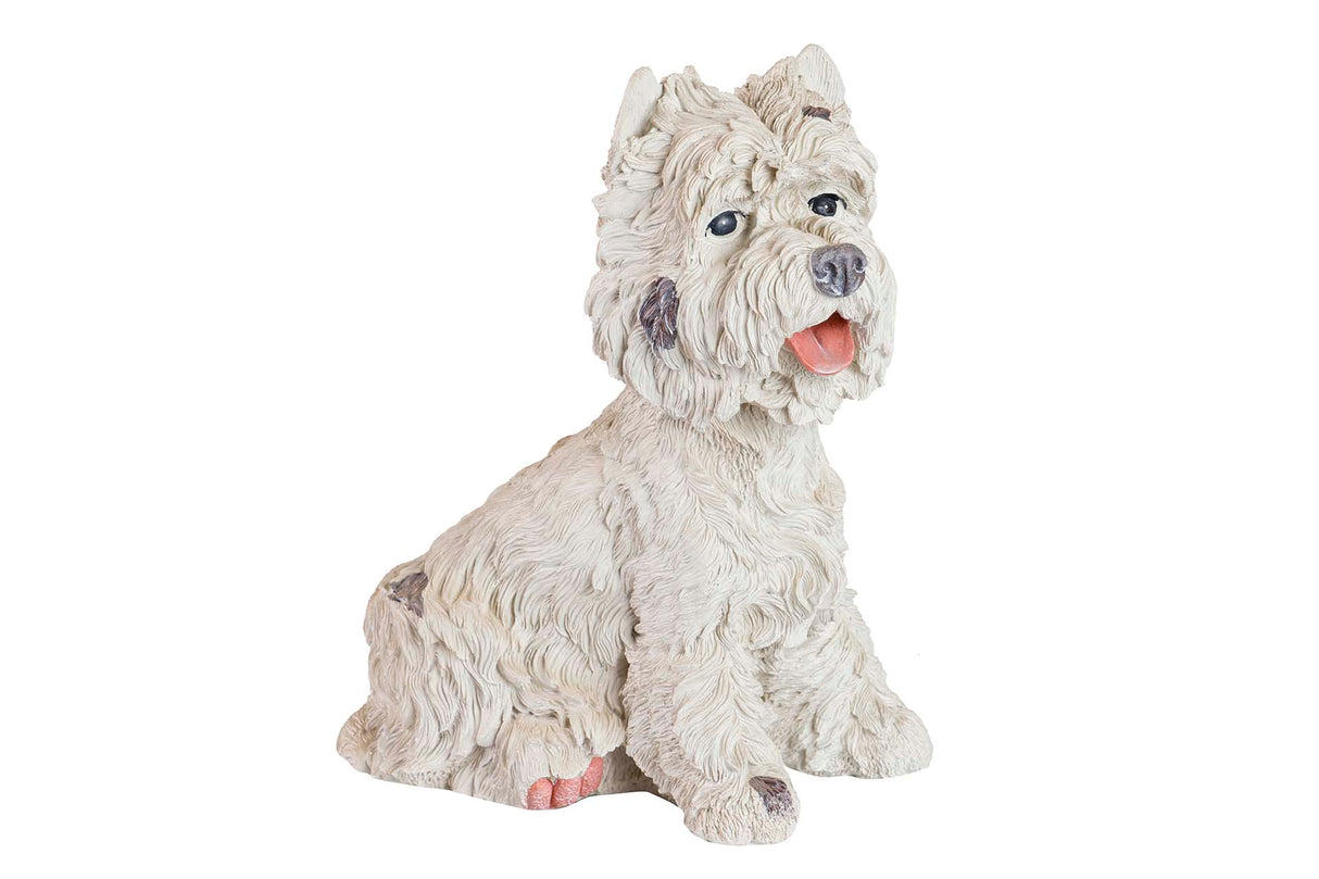 FIGURA PERRO WESTIE RESINA BEIGE 26x17x31 CM