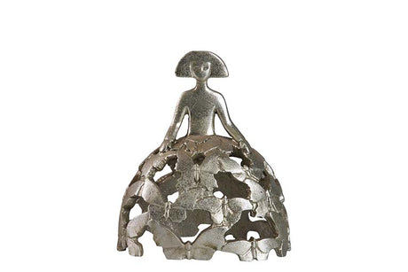 MENINA RESINA PLATEADA 14x9x16 CM
